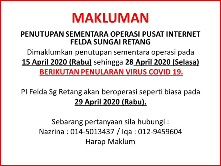 MAKLUMAN close covid