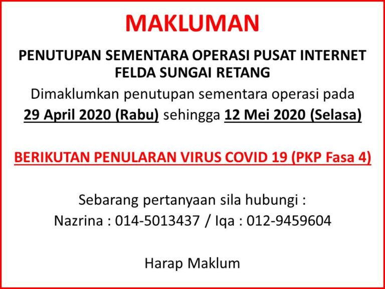 MAKLUMAN close covid fasa 4